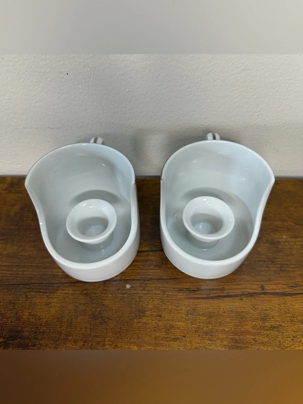 Vtg Society Fine China Shelly Candle Holder Pair Crescent Cutout Japan Platinum